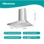 Hisense 60cm Stainless Steel Extractor Fan with LED Lighting and Washable Filters (HHO60TASS) - Image 2