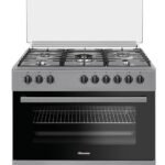 Hisense HGI9B21S, 90 cm Freestanding Gas Cooker With Dual Fan, 105 Liters Multifunction Oven, Cast Iron Pan Support, One Hand Ignition, Stainless Steel