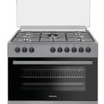 Hisense HGI9B20S, 90 cm Freestanding Gas Cooker With Dual Fan, 105 Liters Multifunction Oven, Mate enameled Pan Support, One Hand Ignition, Stainless Steel