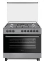 Hisense HGI9B20S, 90 cm Freestanding Gas Cooker With Dual Fan, 105 Liters Multifunction Oven, Mate enameled Pan Support, One Hand Ignition, Stainless Steel