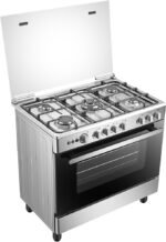 Hisense HFG90335RX 90 cm Freestanding Gas Cooker, 5 Gas Burners with Flame Failure Device, Cast Iron Pan Support, Auto Ignition, Stainless Steel - Image 2