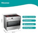 Hisense HFEC90545X, 90 cm Freestanding Electric Cooker, 123 Litres Oven with 9 Cooking functions, Stainless Steel - Image 4