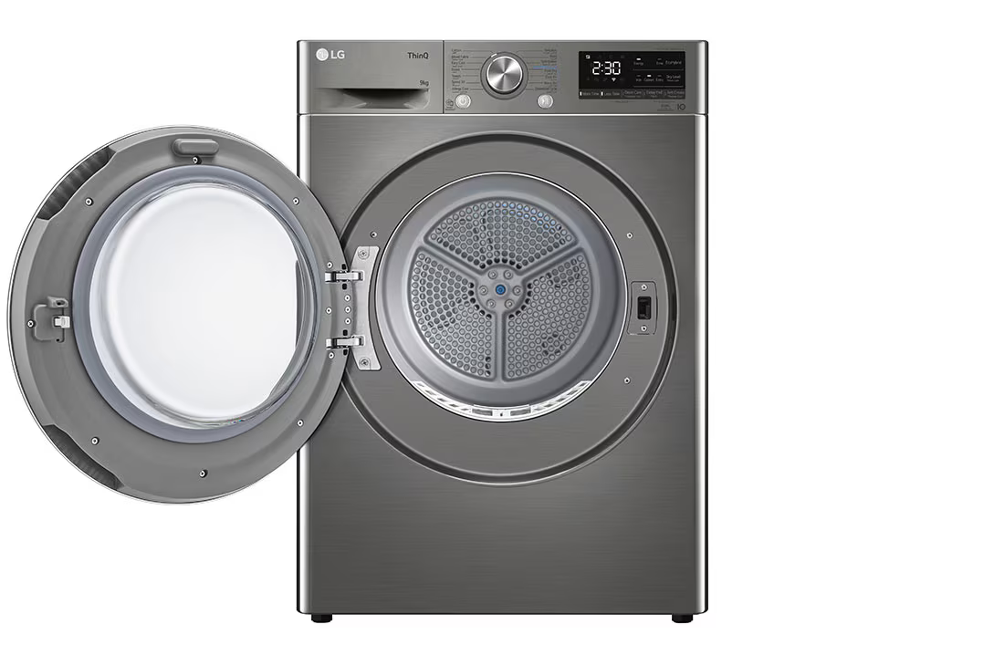 img_2066 LG Energy Saving Dryer, 9kg, Silver, Capable Drying with Dual Heat Pump - Image 1