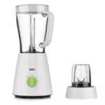 Braun Blender 2 in 1 500W 1.75L 2 Speeds, Pulse Function 4 Blades System, JB0115WH White