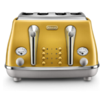 DeLonghi CTOC4003.Y 4 Slot1800W Toaster Icona Capitals Design-Yellow