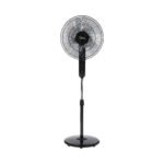 Midea Pedestal Stand Fan with SQD Motor, 16 inch, 3D Oscillation Directions, 3 Speed Levels & Adjustable Height, 3 Leaf Blade with 7.5 Hours Timer, Best for Home & Office, Black, FS4019K