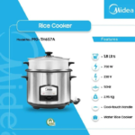 Midea 1.8L Rice Cooker with Steamer 750W – Model MG-TH657A - Image 4