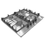 FIESTA 60×60 Built-in Gas Hob, 4-Gas Burners, Auto Ignition, Cast Iron Pan Supports, Euro Pool Gas Burners – Black