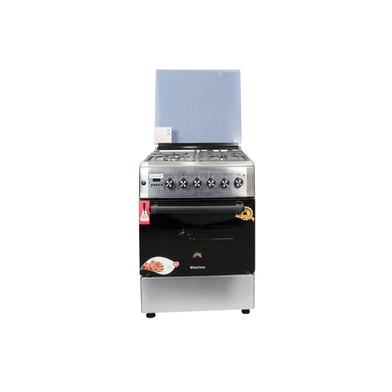 img_3372 BlueFlame Diamond Cooker, 60x60cm, 3 Gas Burners & 1 Electric Plate w/ Electric Oven Inox – Stainless Steel, D6031ERF - Image 1