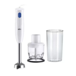 Braun Hand Blender, 450W, Stainless Steel Blades with Chopper & Plastic Beaker, MQ10.201MWM