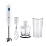 Braun Hand Blender, 450w, Stainless Steel Blades with Plastic Beakers + Whisk & Chopper, MQ10.202MWM