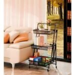 Foldable 3-Tier Rolling Utility Cart with Mesh Baskets & Convertible Design - Multicolor