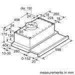 Bosch Series 2 Telescopic Cooker Hood 60cm, 305 m³/h Extraction, Silver Metallic Built‑In DFT63CA50M - Image 2