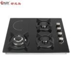 GLOBAL STAR 60cm Built-in Hob, 3 Gas + 1 Electric, Glass Top, Auto Ignition, Cast Iron Pan