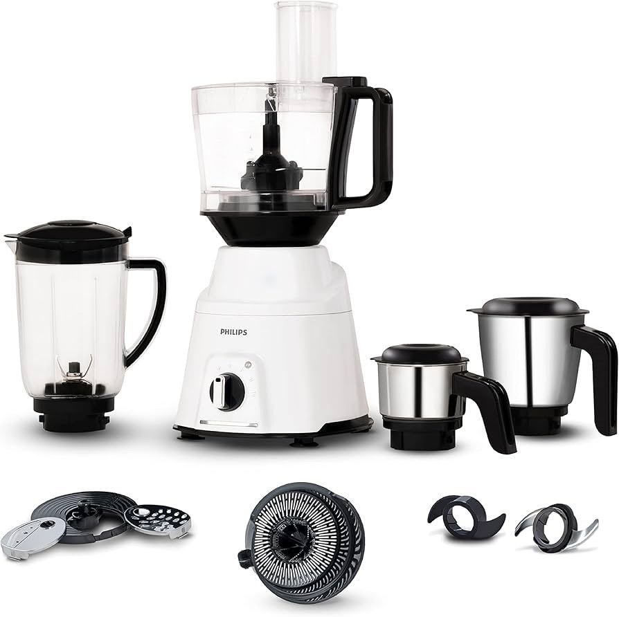 img_5194-2 Philips Mixer Grinder 750 Watt, 3 in 1 (Mixer Grinder + Juicer + Food Processor) 4 Jar (HL7763/00), White - Image 1