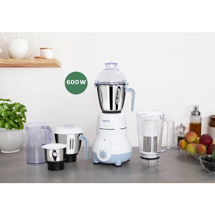 img_5218 Philips Simple Silent Vertical HL1643 600-Watt Mixer Grinder with 5 Jars (Blue) - Image 1