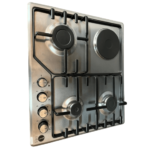IQRA Built-in Hob – 60 cm, 3 Gas Burners + 1 Hotplate, Enamel Pan Support, Inox Body, IQ-BH631-SS - Image 2