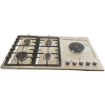 IQRA 90cm Built-in Hob, 4 Gas Burners + 1 Electric, Stainless Steel, Pulse Ignition, Cast Iron Pan Supports, IQ-KH5006E-SS