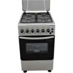 IQRA Full Gas Cooker 50x60cm, IQ-C2001SS 4-Gas Burners Cooker, Auto Ignition, With Gas Oven, Grill & Rotisserie – Stainless Steel