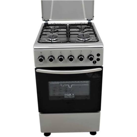 img_5350 IQRA Full Gas Cooker 50x60cm, IQ-C2001SS 4-Gas Burners Cooker, Auto Ignition, With Gas Oven, Grill & Rotisserie – Stainless Steel - Image 1