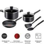 Tefal Supercook 7Pcs Non-Stock Cookware Set B459S784- Black - Image 2