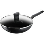 TEFAL 28CM + Lid Super Cook Wok pan, G6 Frypan, Non Stick Cookware, Thermo-Signal, Black, Aluminium, 2 Years Warranty-B4591684