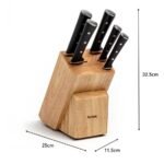 Tefal Wooden Knife Block 5pc Set- Ice Force Knives, German Stainless Steel & Premium Design - Bread 20 cm | Chef 20 cm | Santoku 18 cm | Utility 11 cm | Paring 9 cm - K232S574