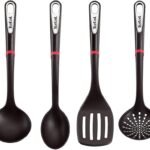 Tefal Ingenio Set of k206s414 Spatula, Spoon, Ladle and Spoon Colander Silver 17.2 x 8.1 x 36 cm Black
