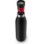TEFAL Bludrop Water Bottle N3110910, Reusable Stainless Steel Bottle, Hot and Cold Drinks, Leak-Proof, 0.7 L, Black