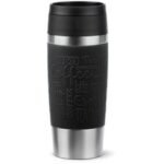 TEFAL Thermal Bottle Travel Mug Classic Black 0.36L, Comfort Screw Lid Drinkware, Quick Press, Soft-Touch Sleeve, Travel-Ready