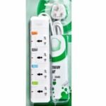 G & T 4-Way 3meters Overload Protection Extension Cable Socket - White